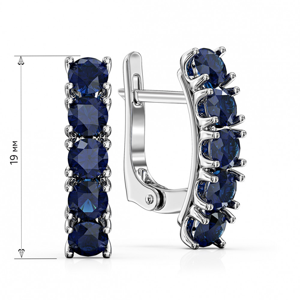 Золоті сережки з сапфіром. Артикул 452433В  - Фото 2