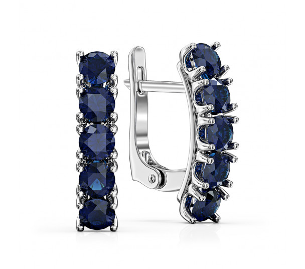 Каблучка в білому золоті з сапфіром. Артикул 372809В - Фото  1