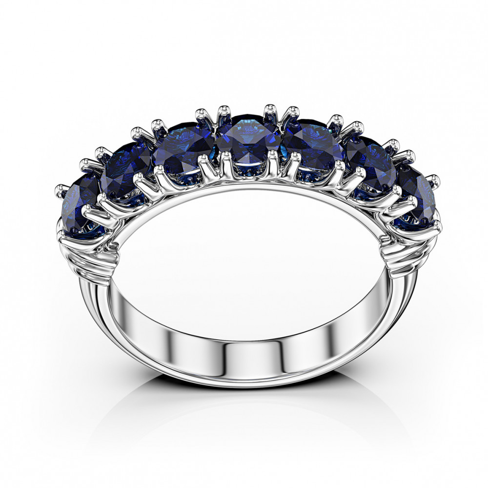 Каблучка в білому золоті з сапфіром. Артикул 372809В  розмір 17 - Фото 2