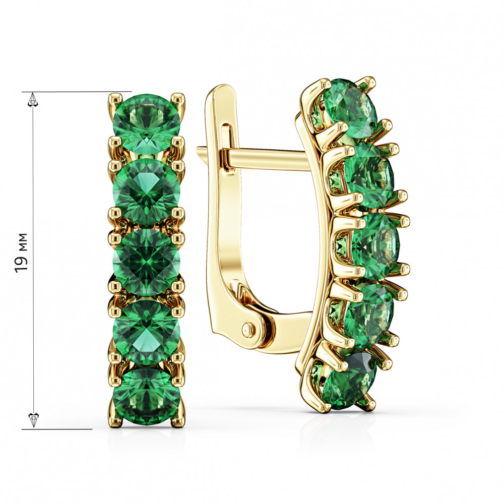 Золотые серьги с изумрудами. Артикул 457433М  - Фото 2