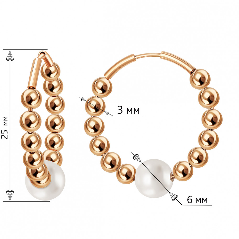 Золотые серьги с жемчугом. Артикул 470807  - Фото 2