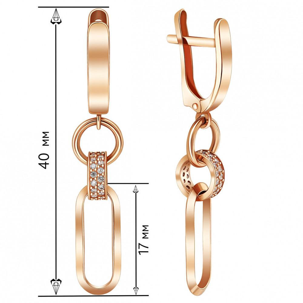 Золоті сережки з фіанітами. Артикул 470816  - Фото 2