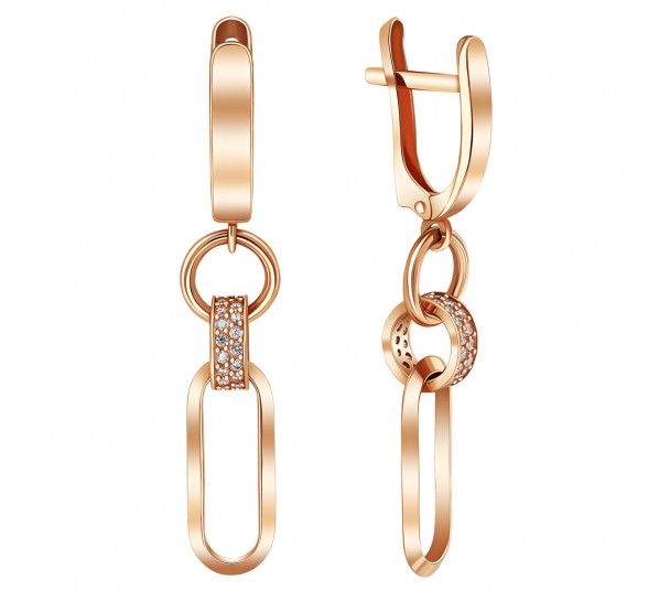 Золоті сережки з фіанітами. Артикул 430261 - Фото  1