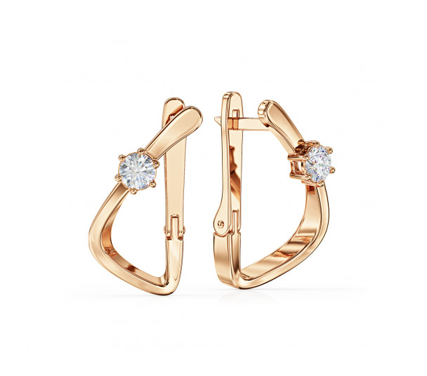 Gold earrings with cubic zirkonia. Article 430969 - Photo  1