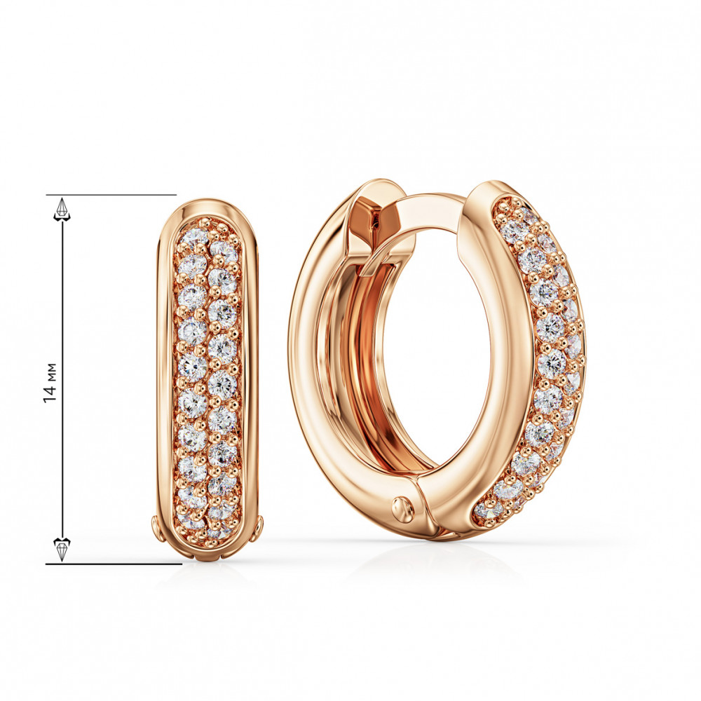 Золоті сережки з фіанітами. Артикул 490142  - Фото 2