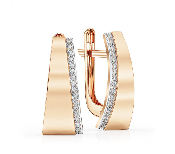 Золоті сережки з гірським кришталем і фіанітами. Артикул 4528368 - Фото  1