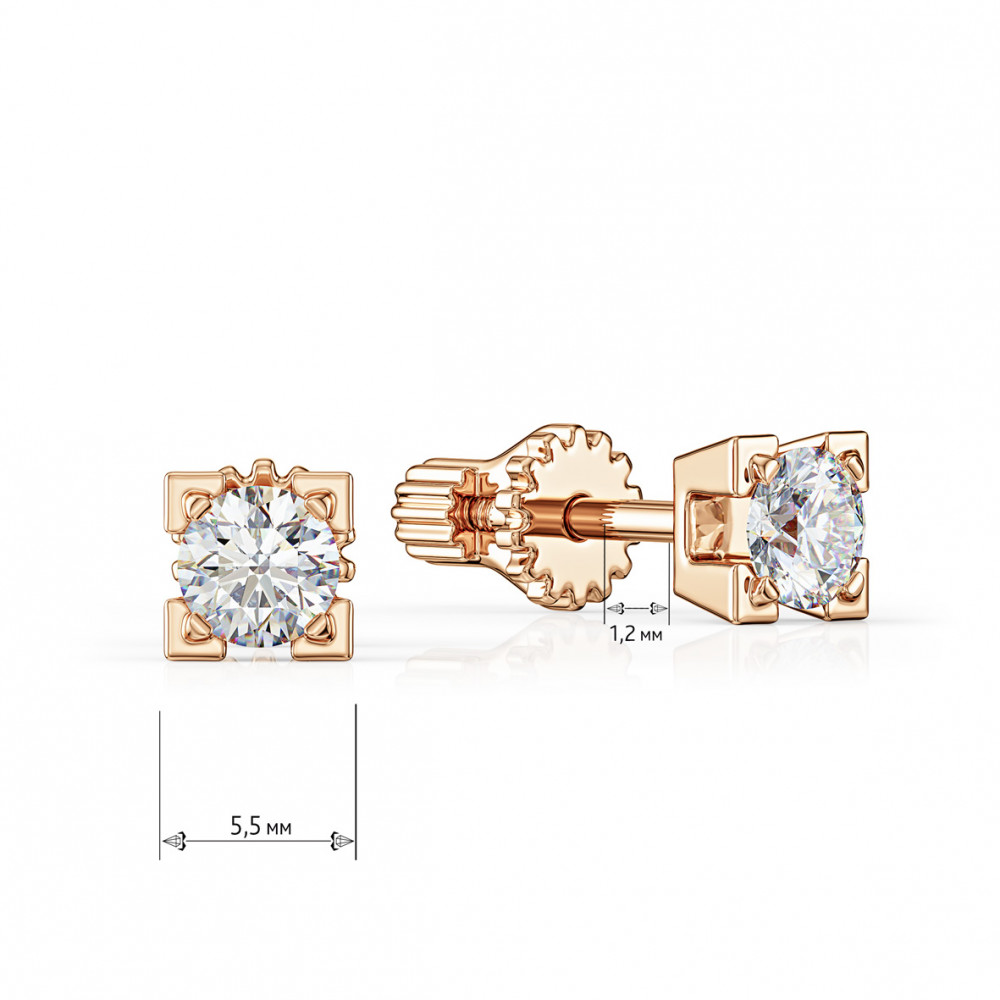Gold studs with a diamond. Article 780547  - Photo 2