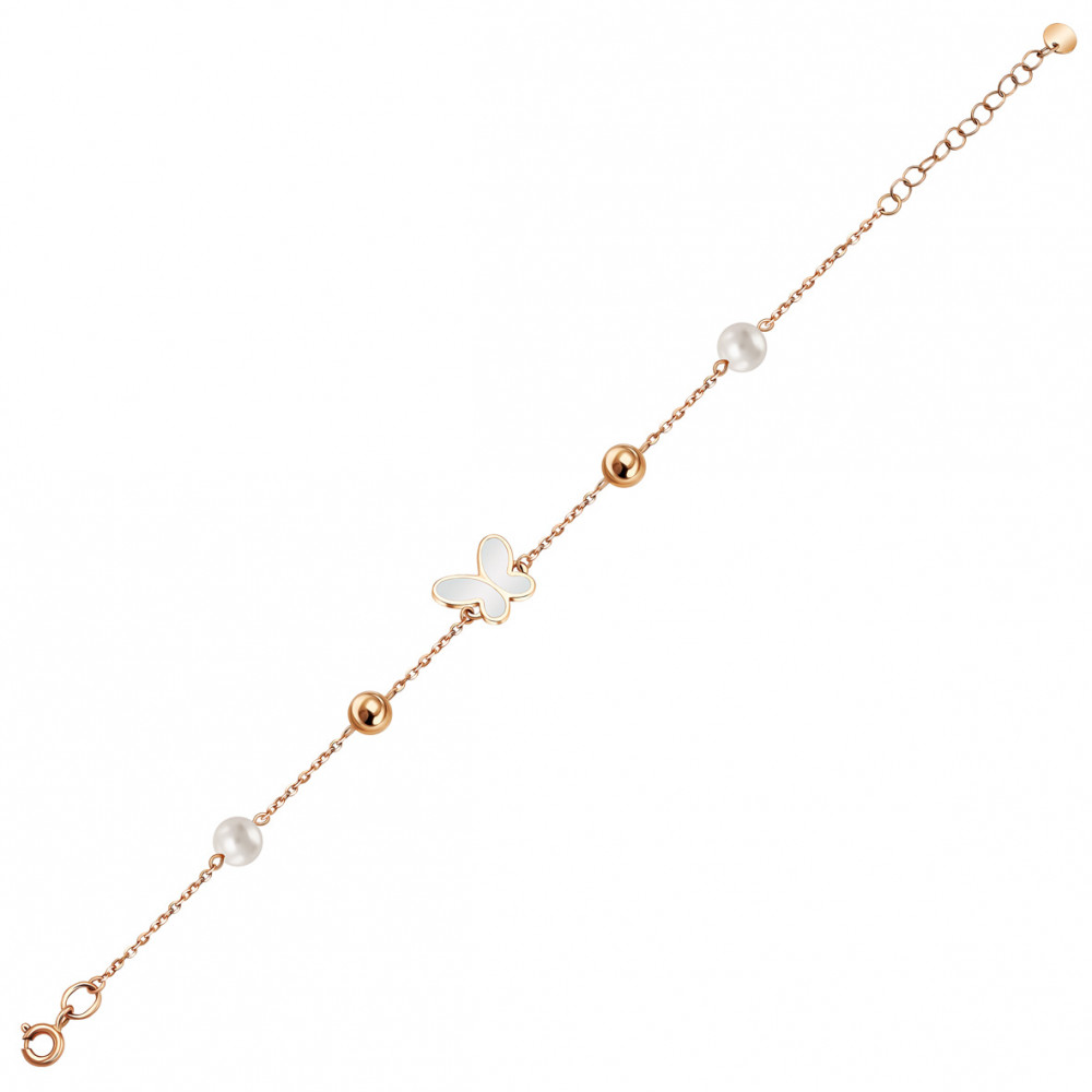 Золотий браслет з емаллю та перлами. Артикул 820254Е  розмір 170 - Фото 2