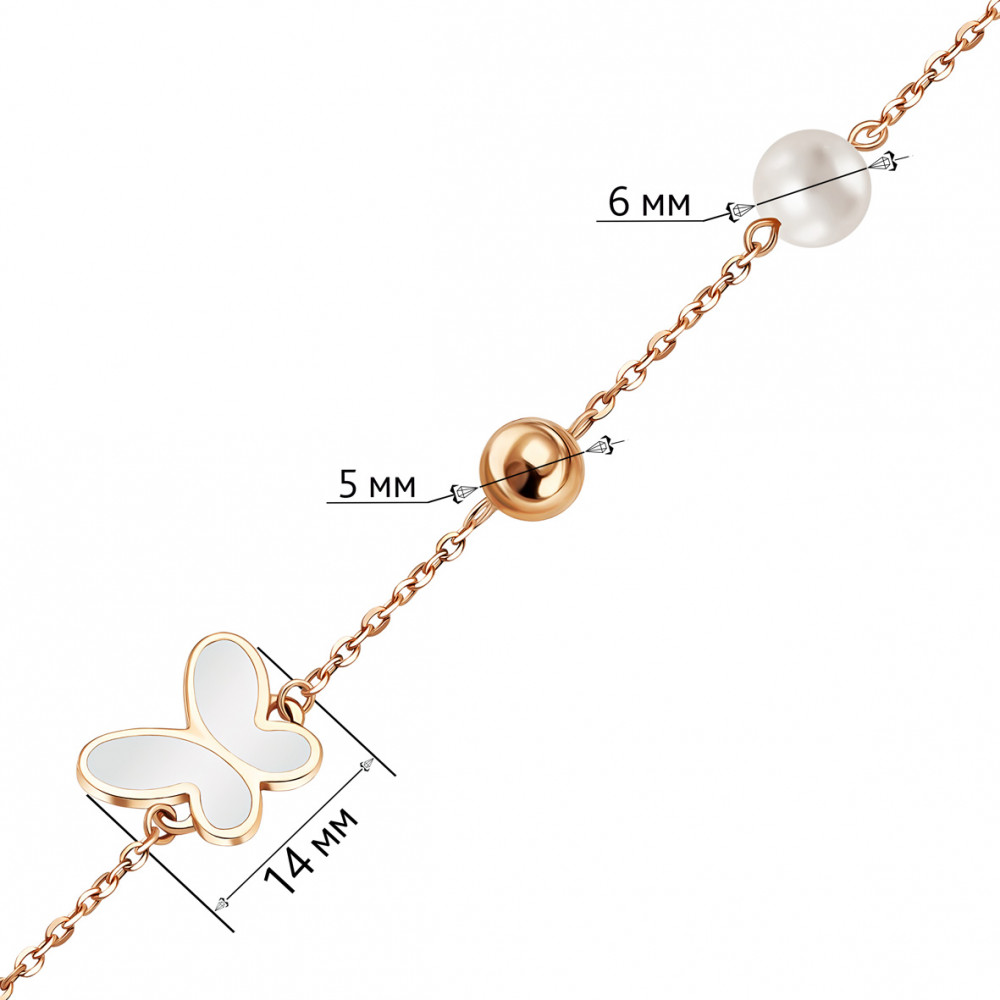 Золотий браслет з емаллю та перлами. Артикул 820254Е  розмір 170 - Фото 3