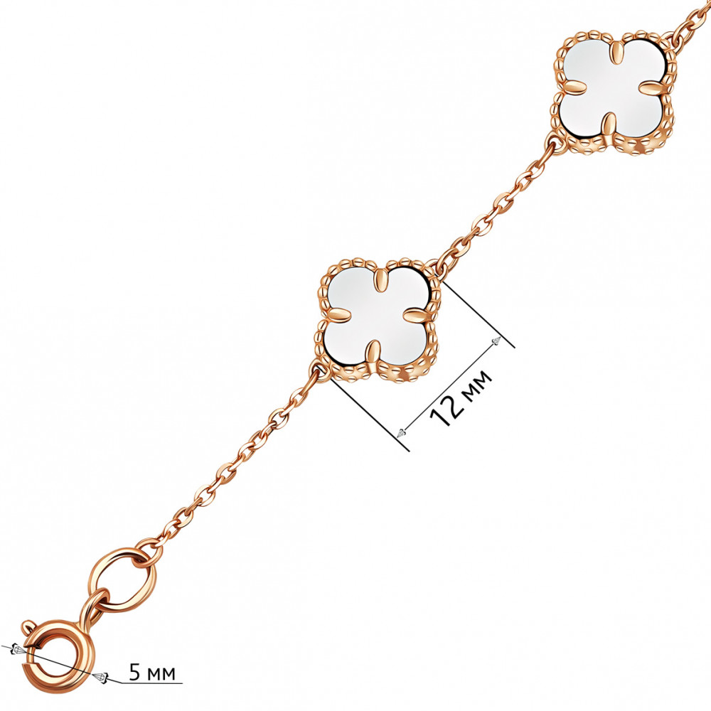 Золотий браслет з перламутром. Артикул 830031  розмір 190 - Фото 3