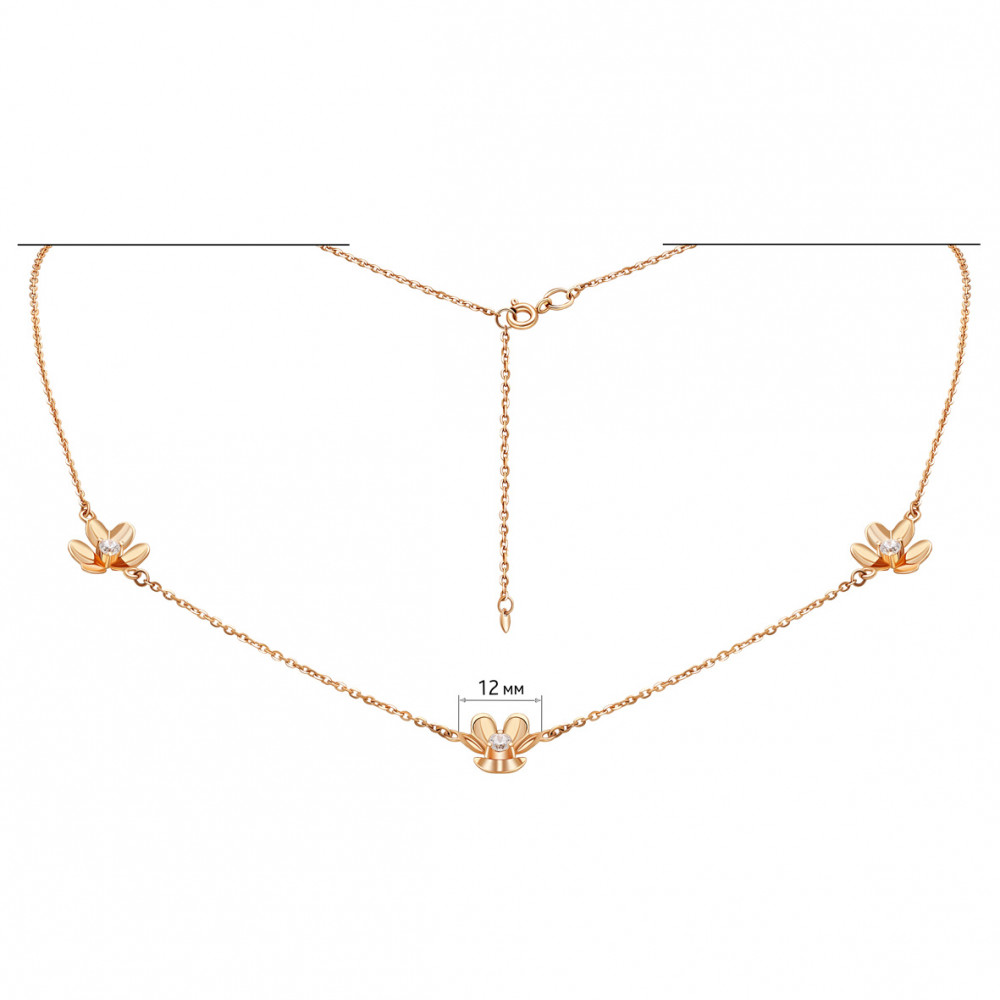 Золотое колье с фианитом. Артикул 860642  размер 400 - Фото 2