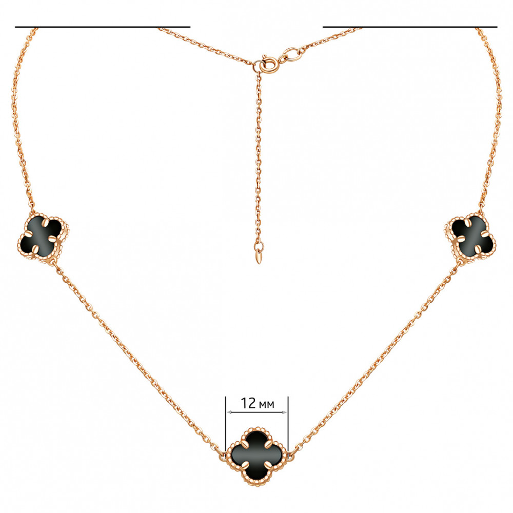 Золоте кольє з агатом. Артикул 869649  розмір 500 - Фото 2