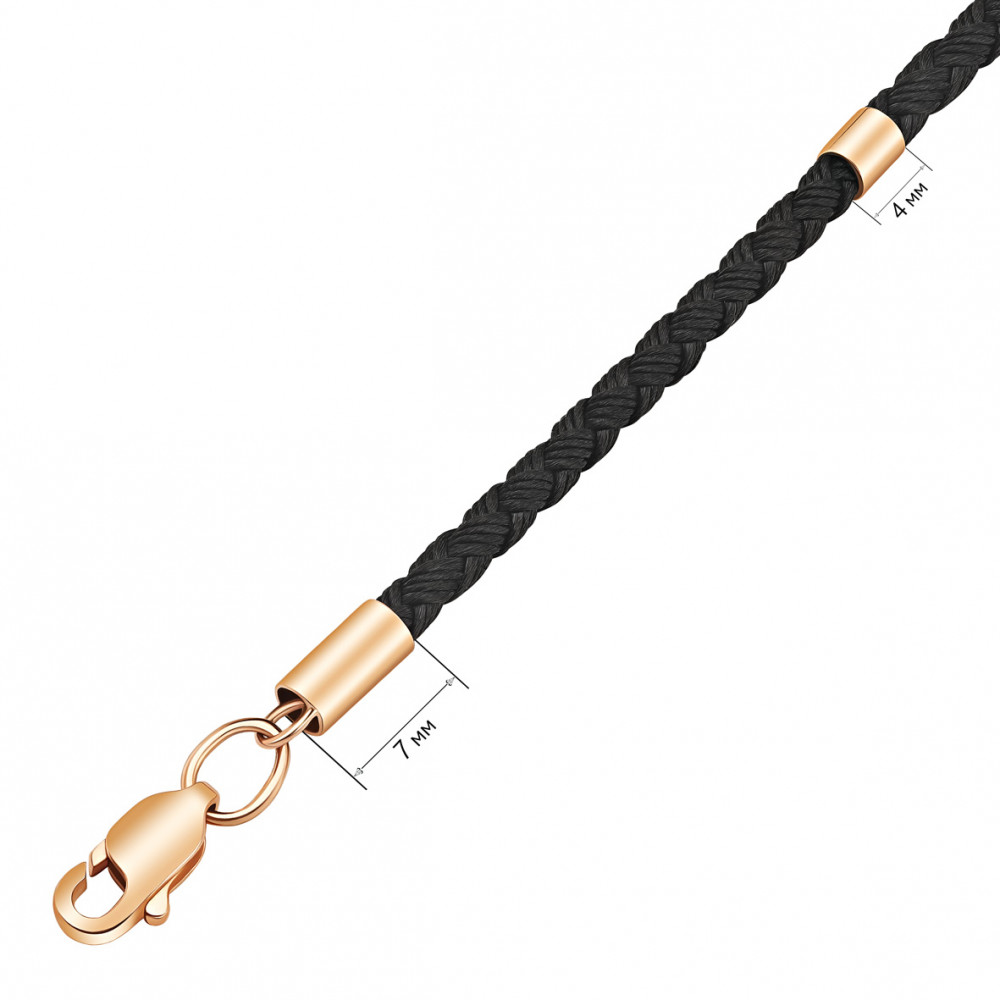 Шовковий браслет із золотими вставками. Артикул 910089  розмір 190 - Фото 3