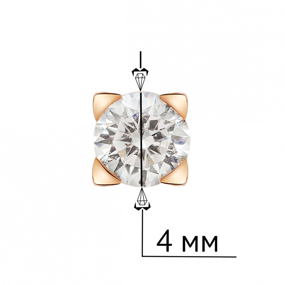 Золота пусета з фіанітами. Артикул 520078Ш  - Фото 3