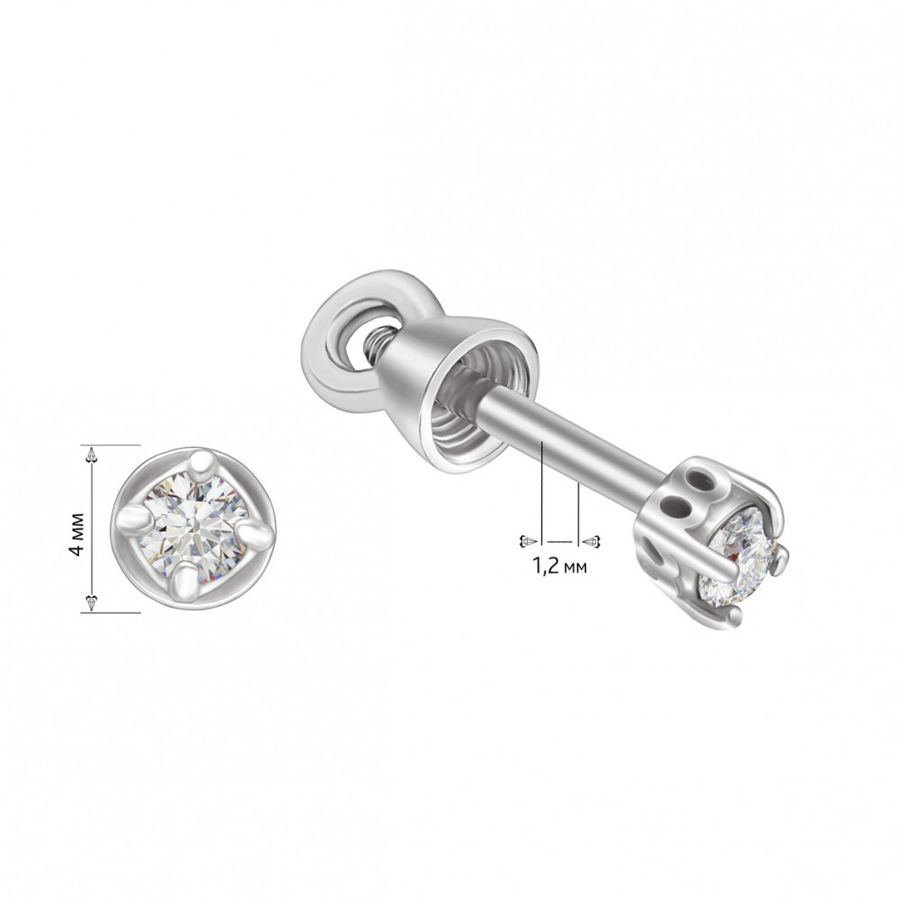 Золоті пусети з фіанітом. Артикул 520279В  - Фото 2