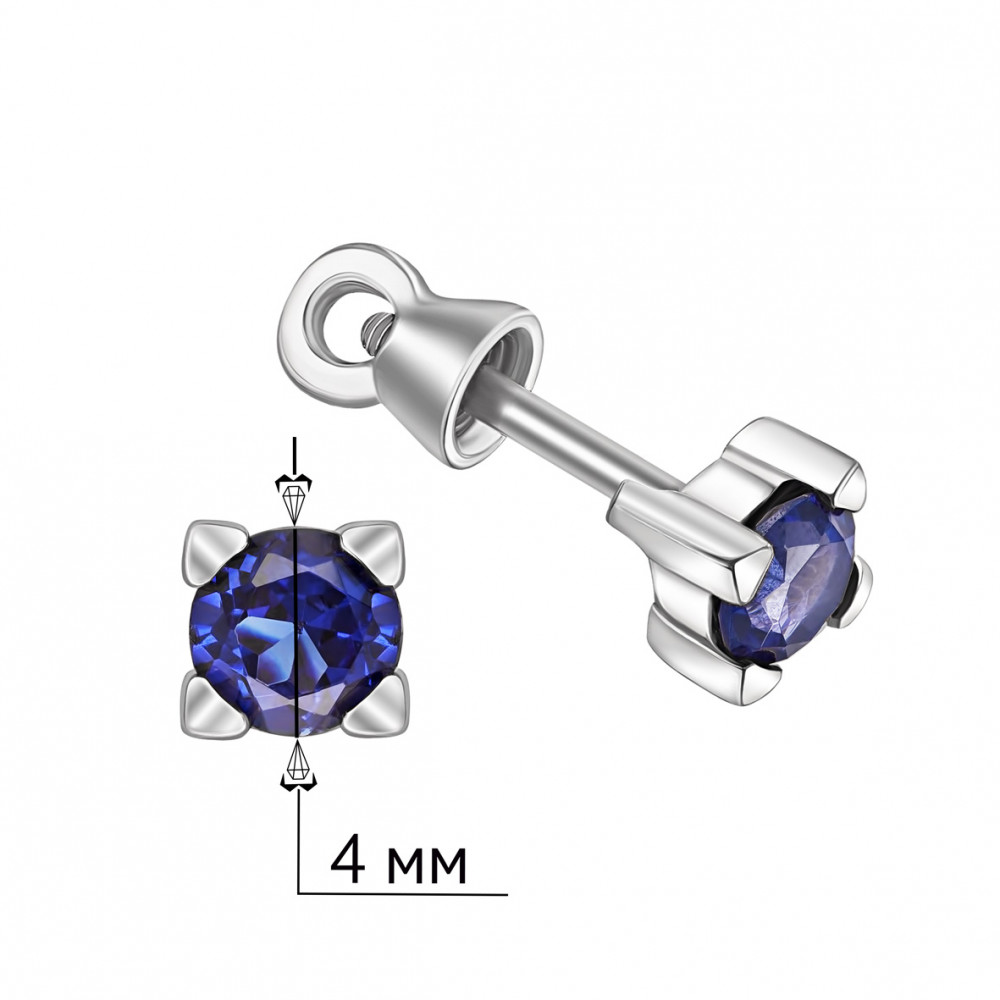 Золоті пусети з сапфірами. Артикул 572078В  - Фото 2