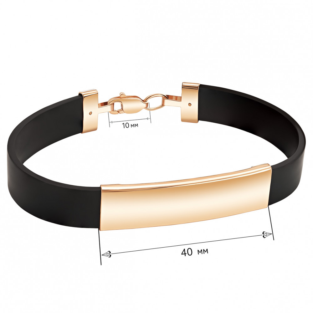 Браслет из золота с каучуком. Артикул 910057  размер 190 - Фото 3