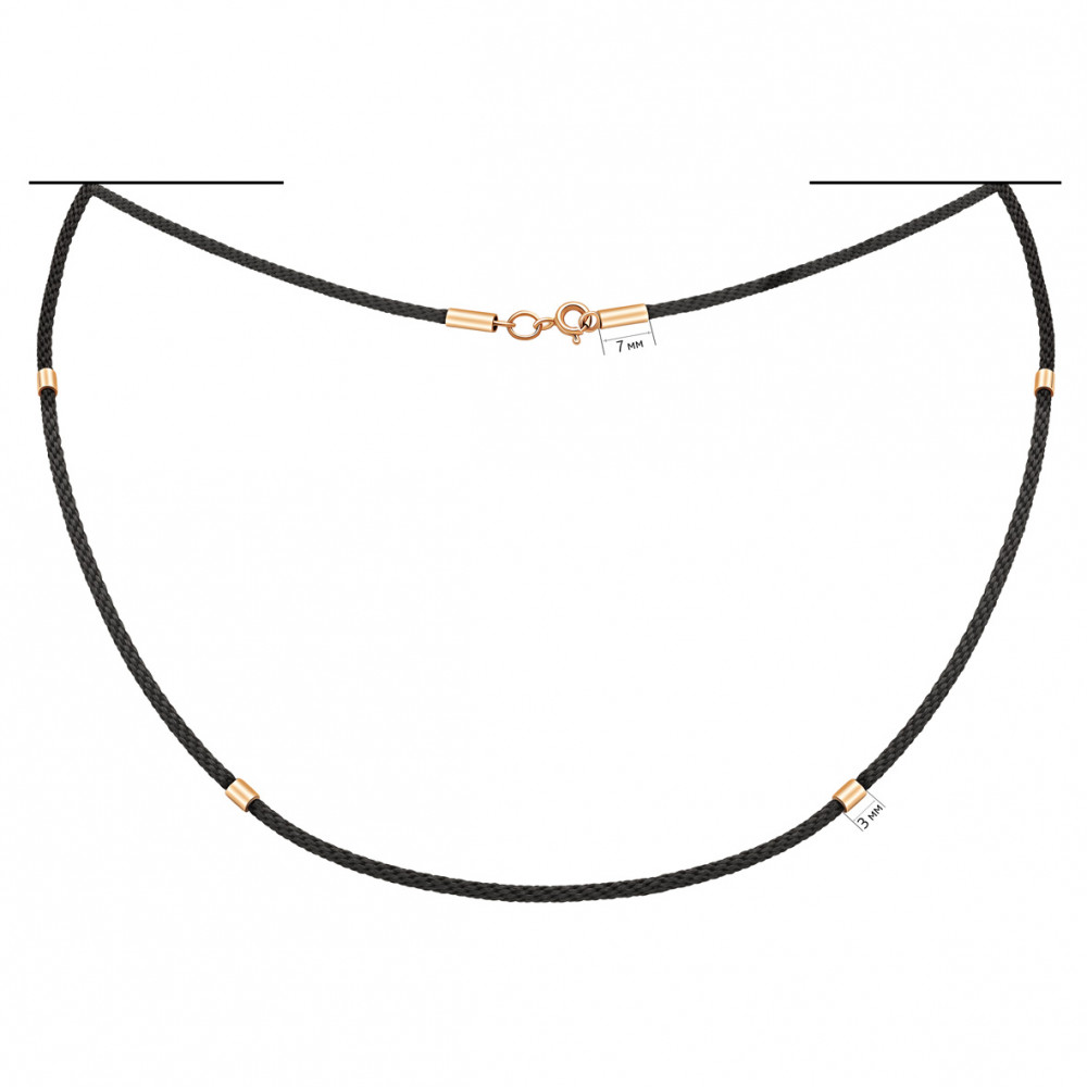 Ювелірний шнурок з вставками із золота. Артикул 950111  розмір 500 - Фото 2