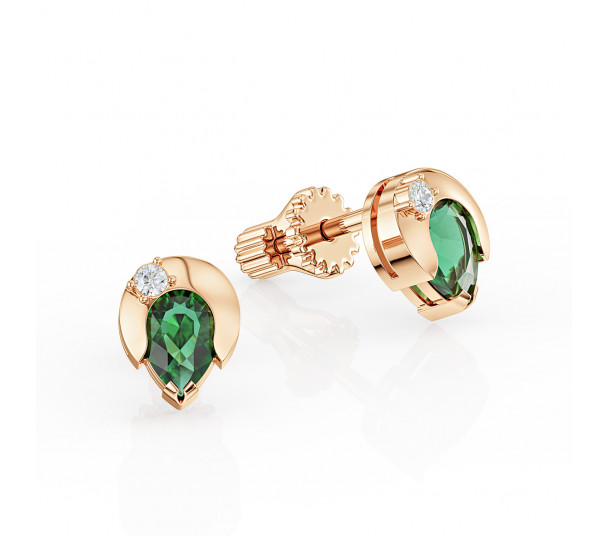 Gold ring with diamond and emerald. Article 742415 - Photo  1