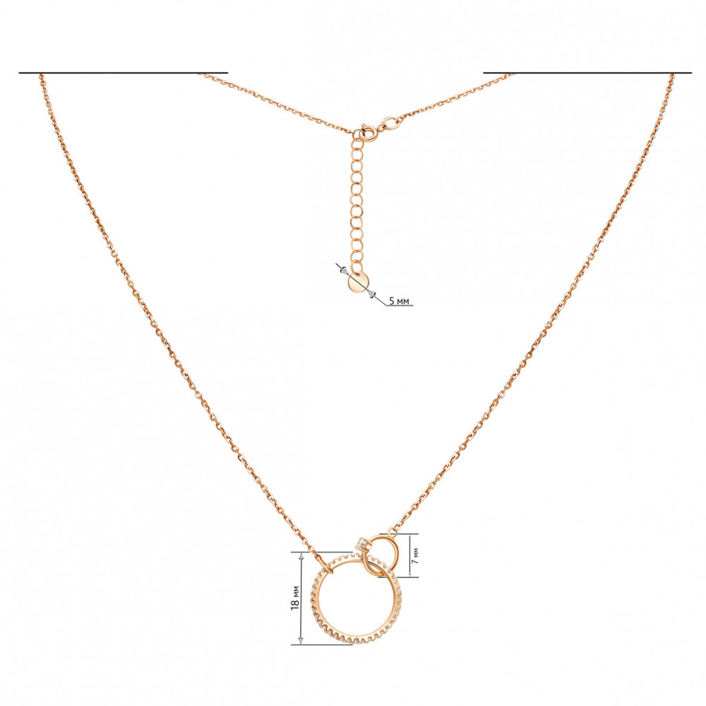 Золоте кольє з фіанітом. Артикул 860659  розмір 400 - Фото 2