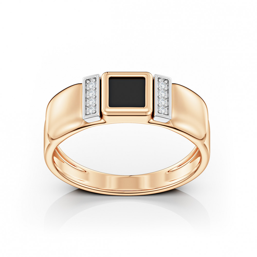 Золотое кольцо с агатом и фианитами. Артикул 379809  размер 16.5 - Фото 2