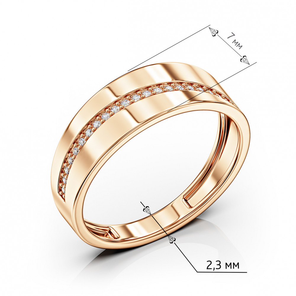 Золотое кольцо с фианитами. Артикул 380739  размер 18 - Фото 3