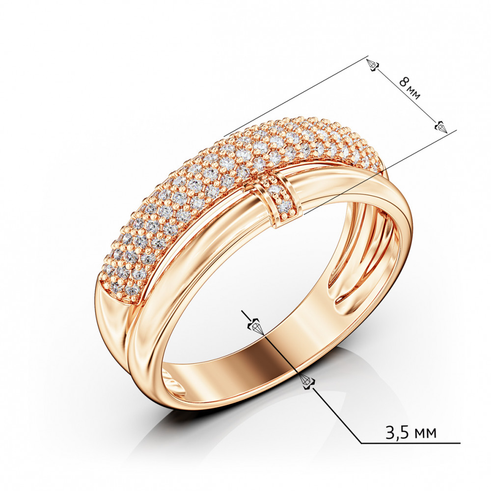 Золота каблучка з фіанітами. Артикул 380741  розмір 19.5 - Фото 3