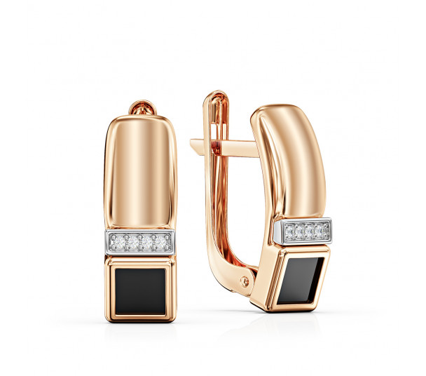 Золотые серьги с цирконием - Фото  4