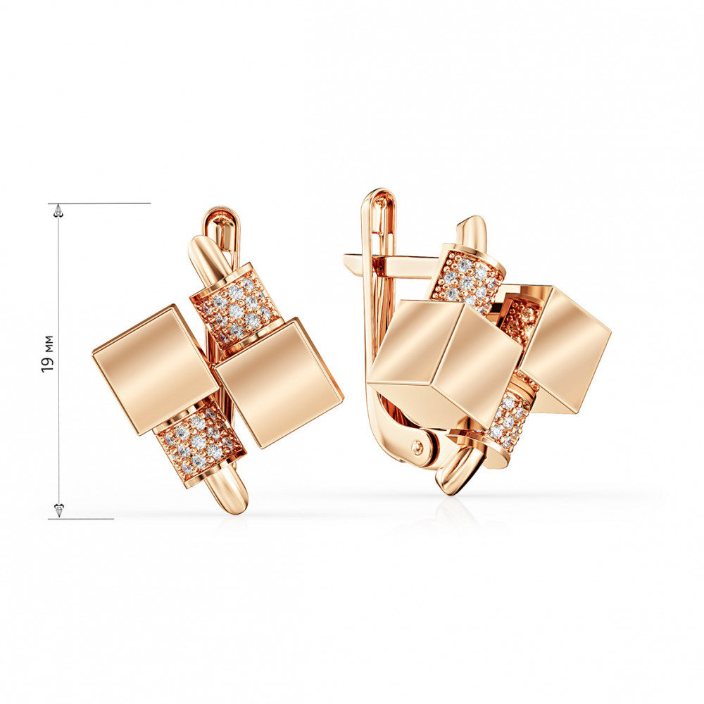 Золоті сережки з фіанітами. Артикул 490147  - Фото 2