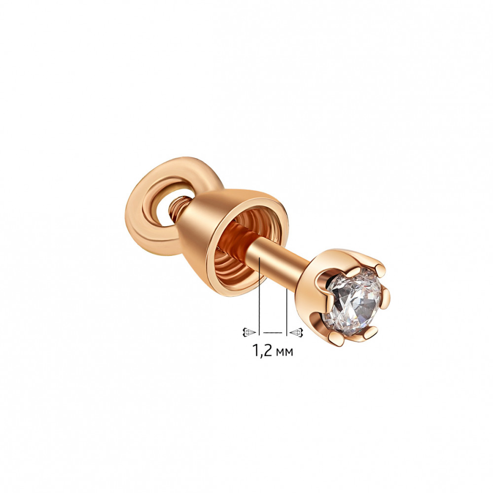 Золотая пуссета с фианитами. Артикул 520004Ш  - Фото 3