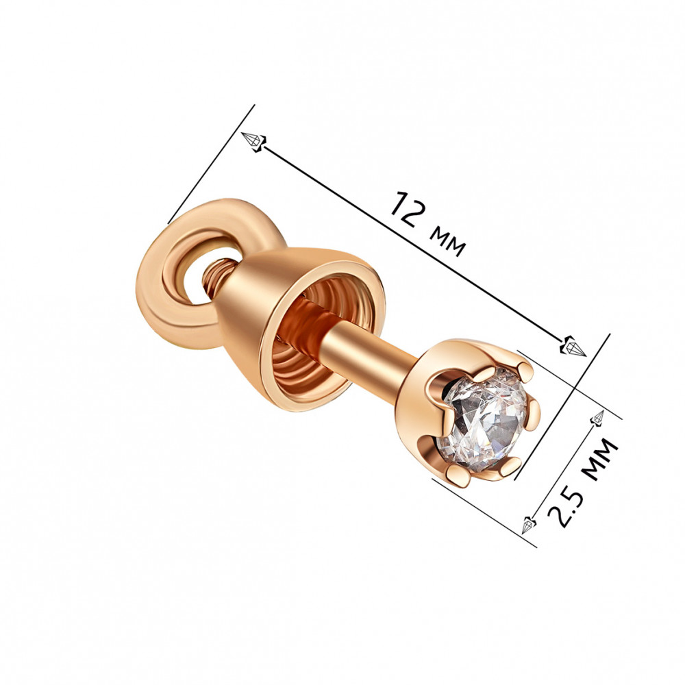 Золотая пуссета с фианитами. Артикул 520004Ш  - Фото 3