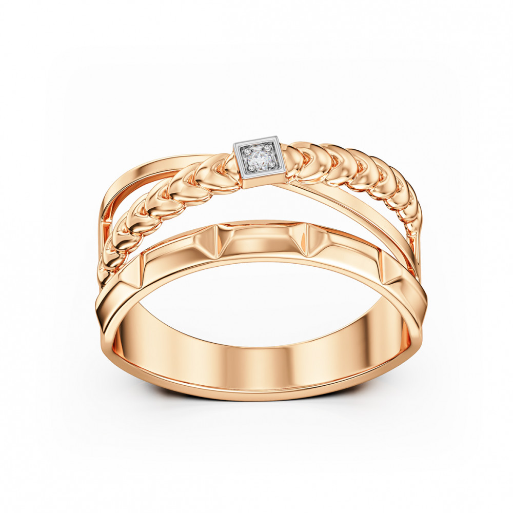 Gold ring with cubic zirkonia. Article 380483  size 17 - Photo 2