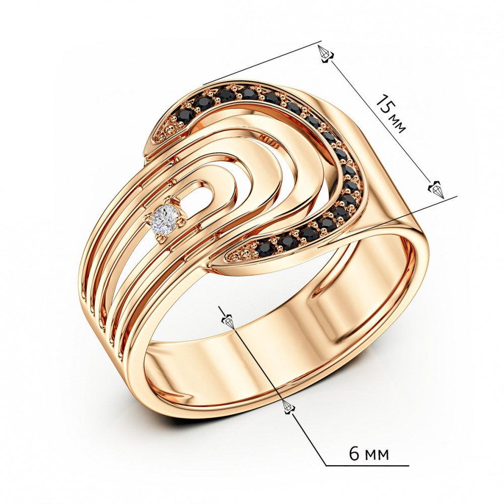 Золотое кольцо с фианитами. Артикул 380637  размер 17 - Фото 3