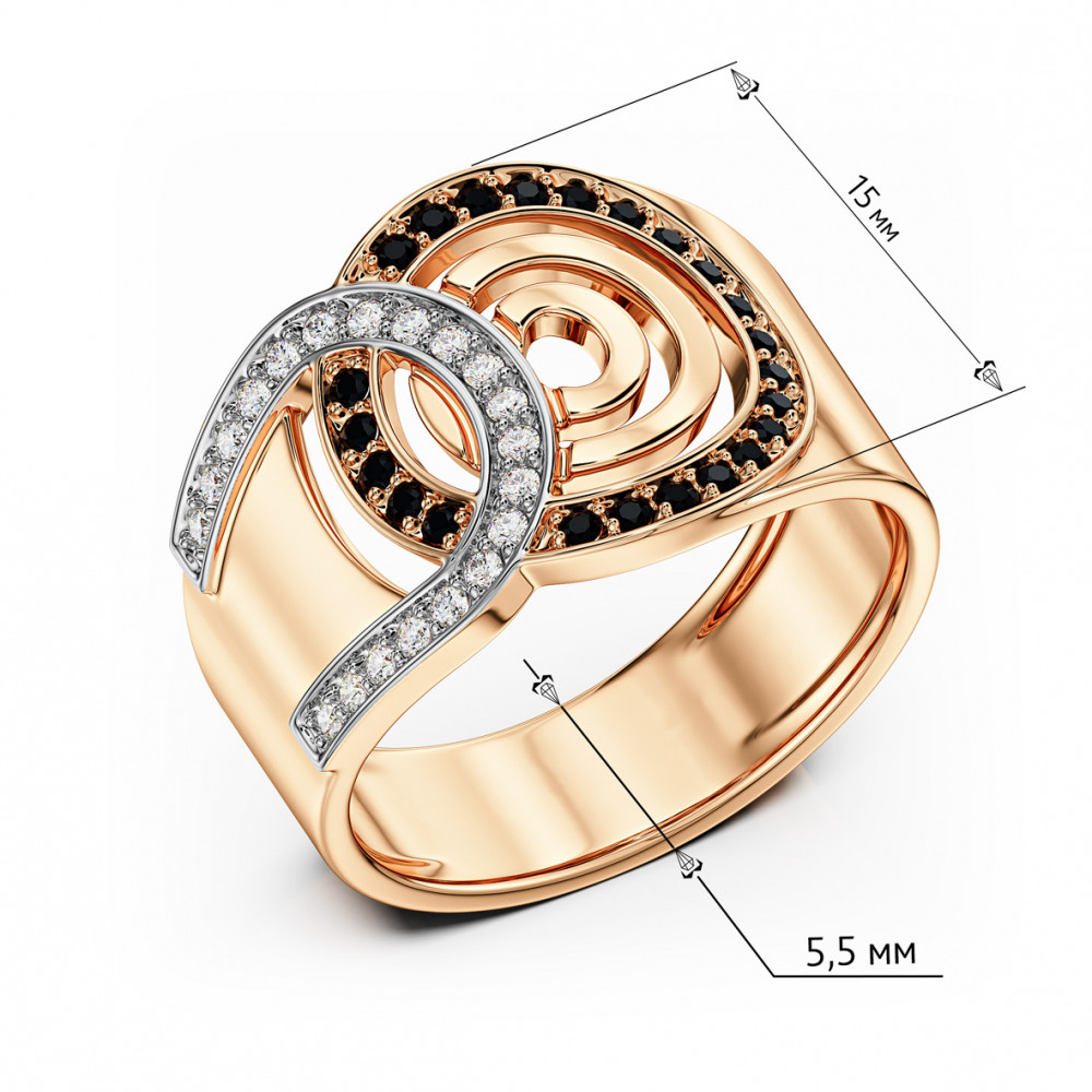 Золота каблучка з фіанітами. Артикул 380644  розмір 17 - Фото 3