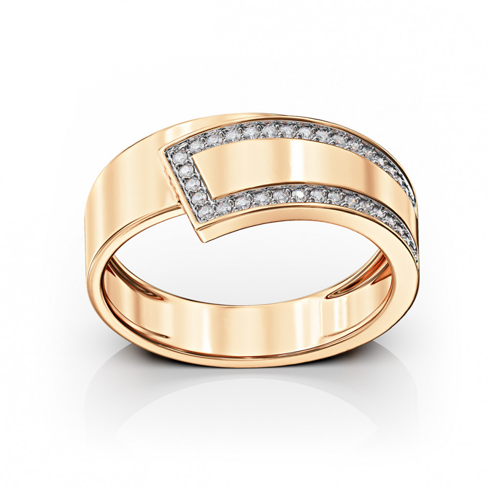 Gold ring with cubic zirkonia. Article 380745  size 17 - Photo 2