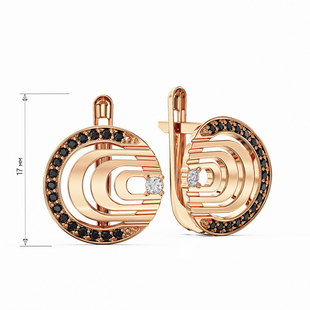 Золотые серьги с фианитами. Артикул 490065  - Фото 2