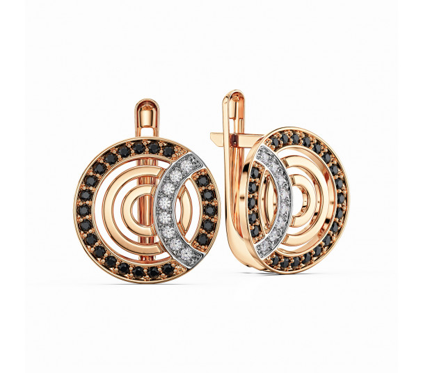 Золоті сережки з блакитним топазом і фіанітами. Артикул 441762 - Фото  1