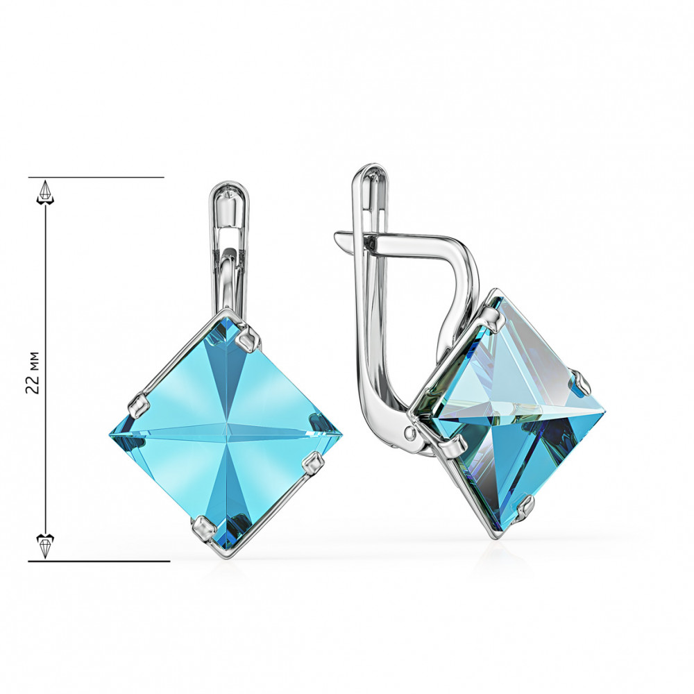 Золоті сережки з блакитним топазом. Артикул 441840В  - Фото 2