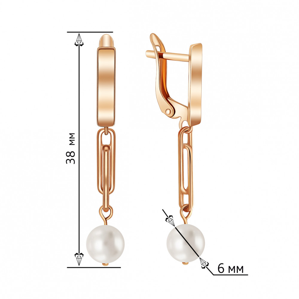 Золоті сережки з перлинами. Артикул 490149  - Фото 2