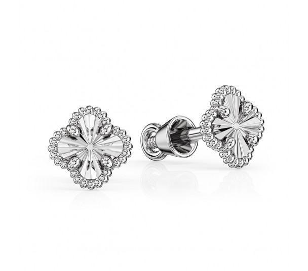 Серьги гвоздики из белого золота - Фото  1