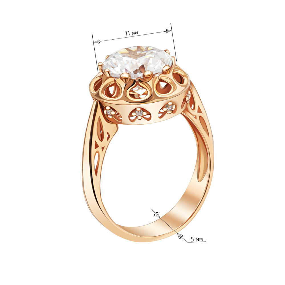Gold ring with cubic zirkonia. Article 330936  size 18.5 - Photo 3