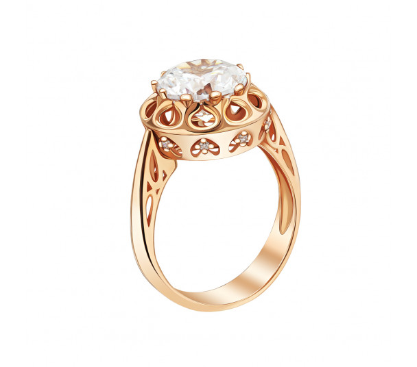 Gold ring with cubic zirkonia. Article 380393 - Photo  1