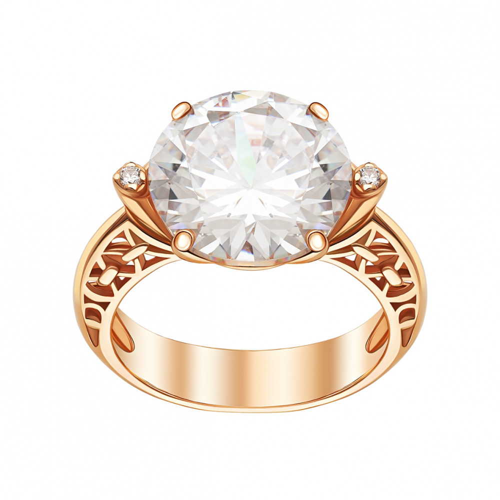 Gold ring with cubic zirkonia. Article 330940  size 17 - Photo 2