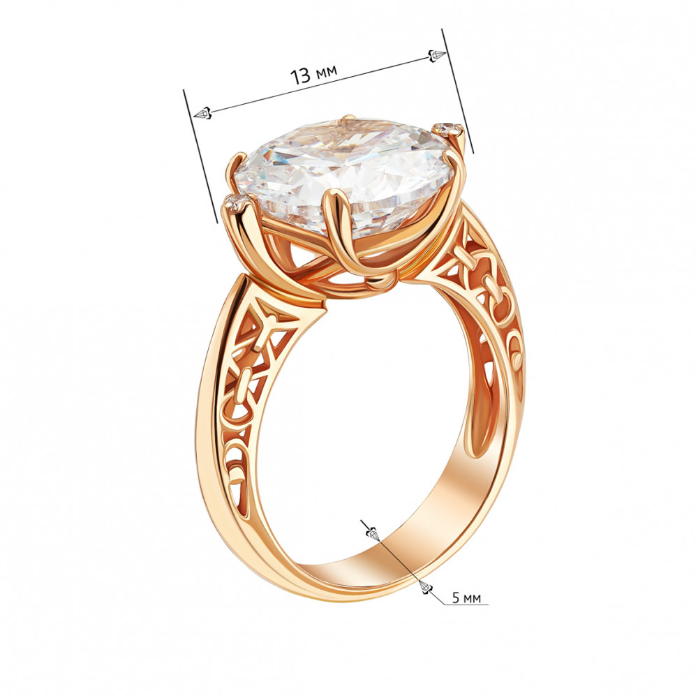 Gold ring with cubic zirkonia. Article 330940  size 17 - Photo 3