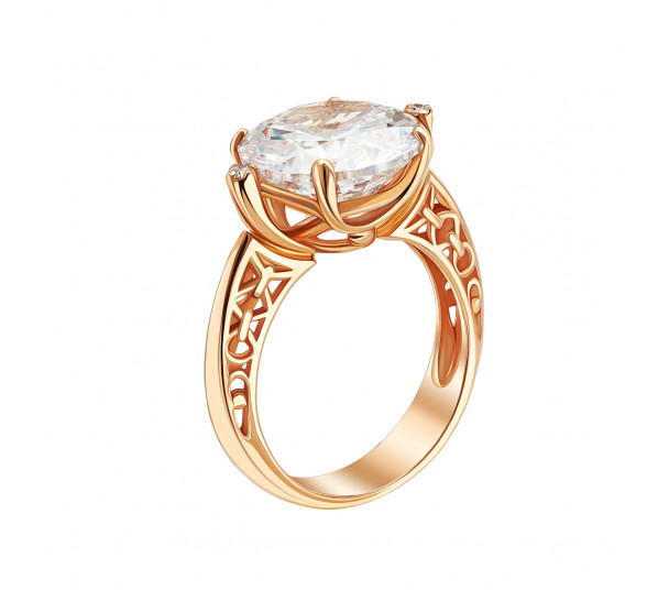 Gold ring with cubic zirkonia. Article 380719 - Photo  1