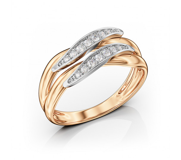 Золотое кольцо с гранатом, фианитами и эмалью. Артикул 364585Е - Фото  1