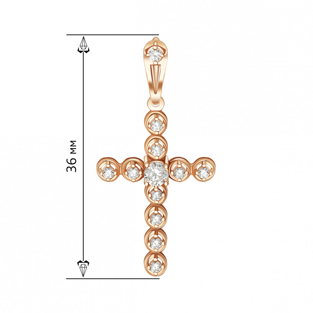 Золотий хрестик з фіанітами. Артикул 260020  - Фото 2