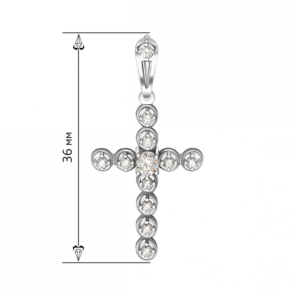 Золотий хрестик з фіанітами. Артикул 260020В  - Фото 2