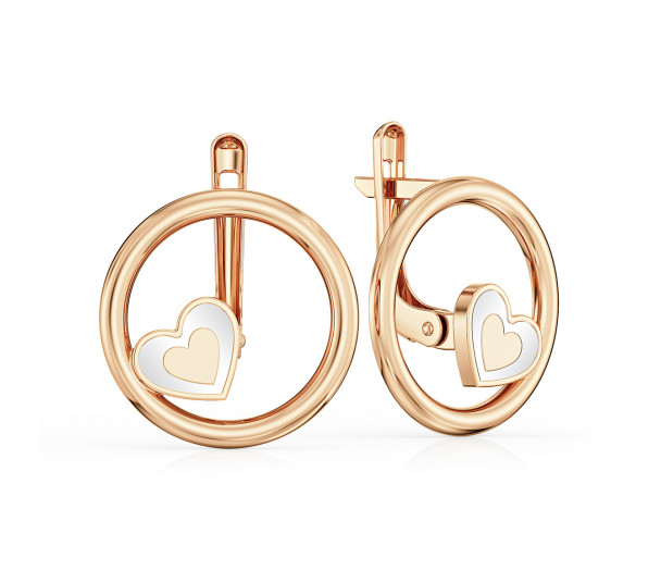 Золотые серьги-подвески с агатом, фианитами и эмалью. Артикул 459300Е - Фото  1