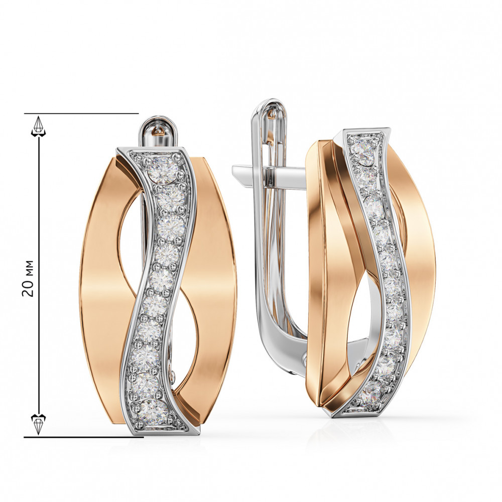 Золоті сережки з фіанітами. Артикул 430261  - Фото 2